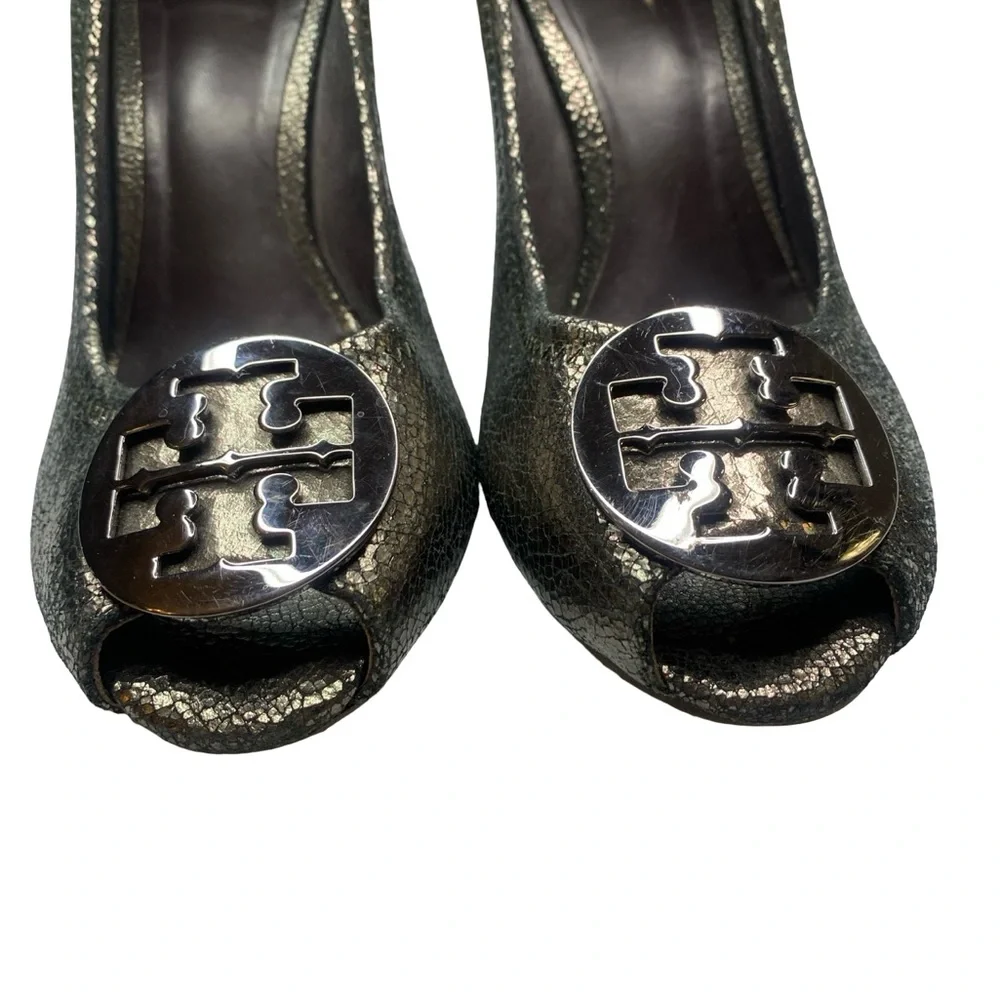 Tory Burch Metallic Silver Flats
